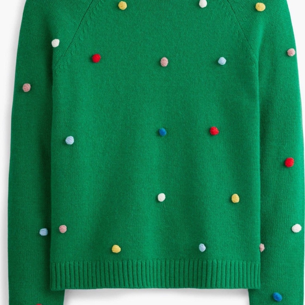 Boden Pom Pom Sweater Veridian Green Christmas Holiday Size Medium NWT - Picture 2 of 4